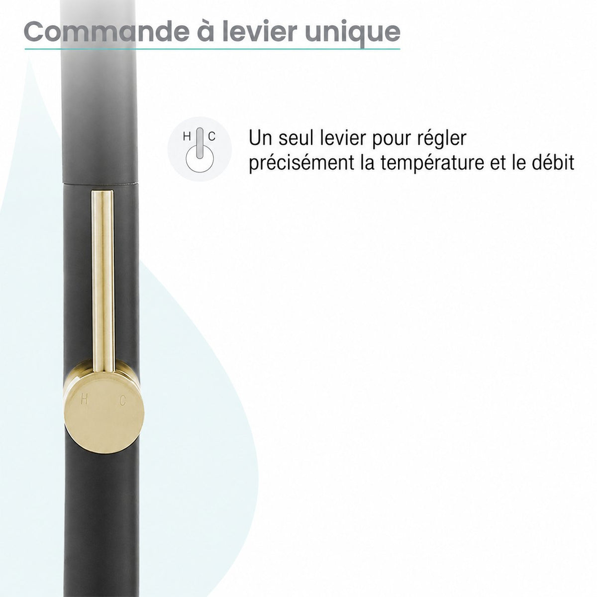 Chalet Poignée unique, Pull-Down mitigeur de cuisine – finition or brossé et noir