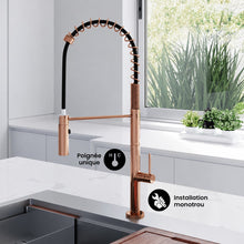 Chalet Poignée unique, Pull-Down mitigeur de cuisine – finition Rose or
