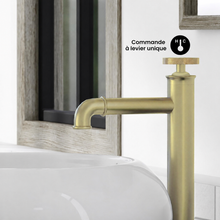 Avallon — Mitigeur de lavabo haut à commande ronde, or brossé