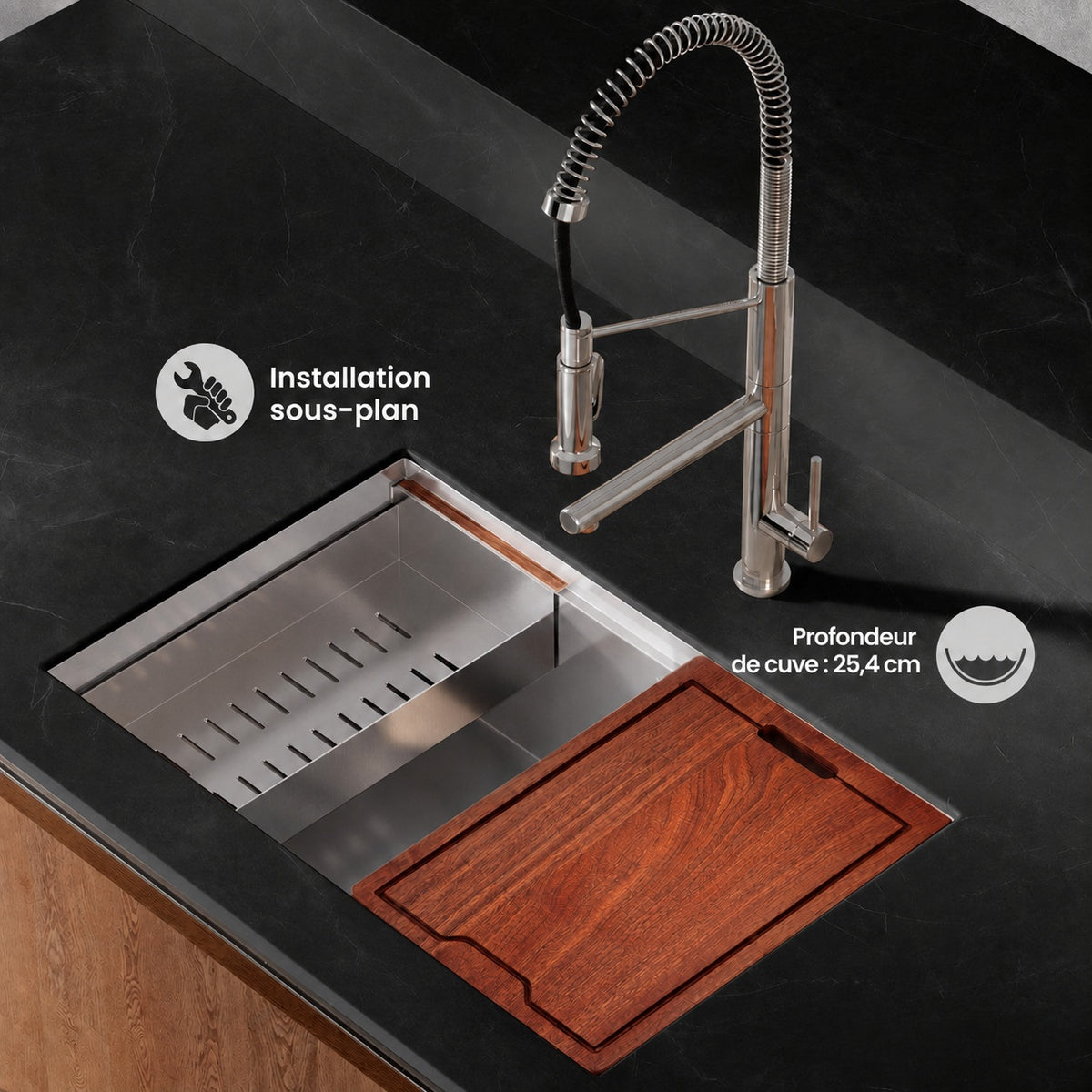 Rivage 76,2 × 48,3 cm simple Basin Undermount Kitchen Workstation vasque
