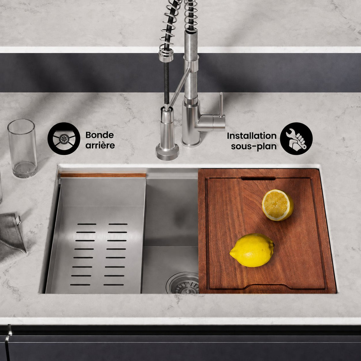 Rivage 68,6 × 48,3 cm simple Basin Undermount Kitchen Workstation vasque