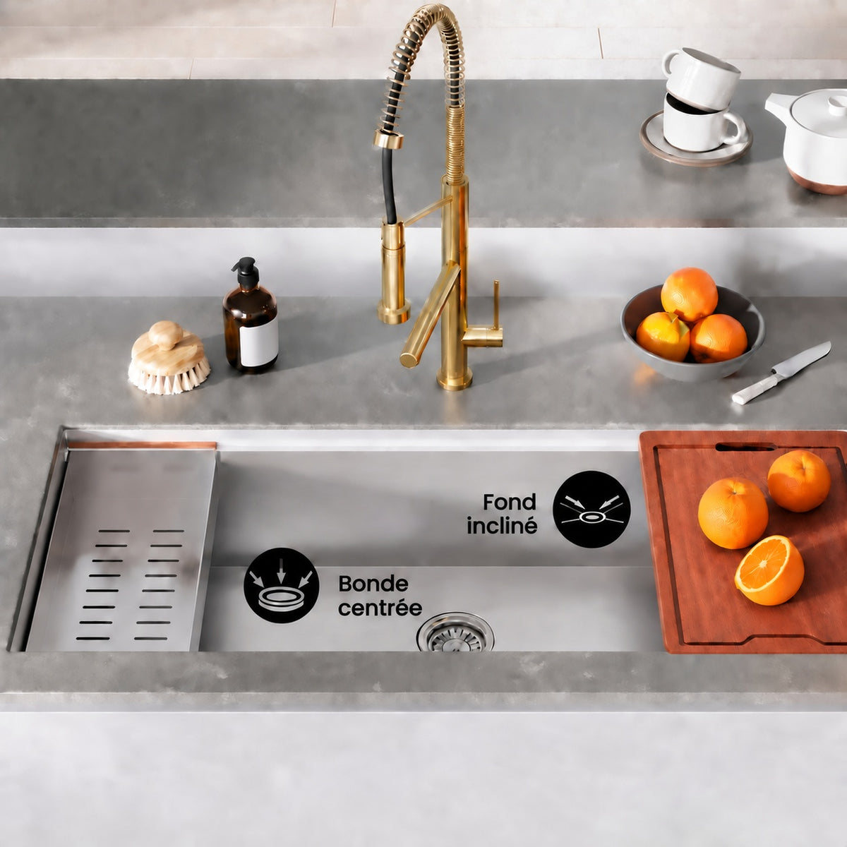 Rivage 114,3 × 48,3 cm simple Basin Undermount Kitchen Workstation vasque