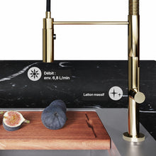 Chalet Poignée unique, Pull-Down mitigeur de cuisine – finition or brossé