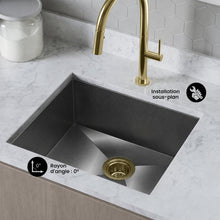 Tourner 53,3 × 45,7 cm acier inoxydable, simple Basin, Undermount évier de cuisine,noir