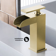 Concorde monotrou, monocommande, Waterfall mitigeur de lavabo – finition or brossé