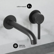 Ivy monocommande mural mitigeur de lavabo – finition noir mat