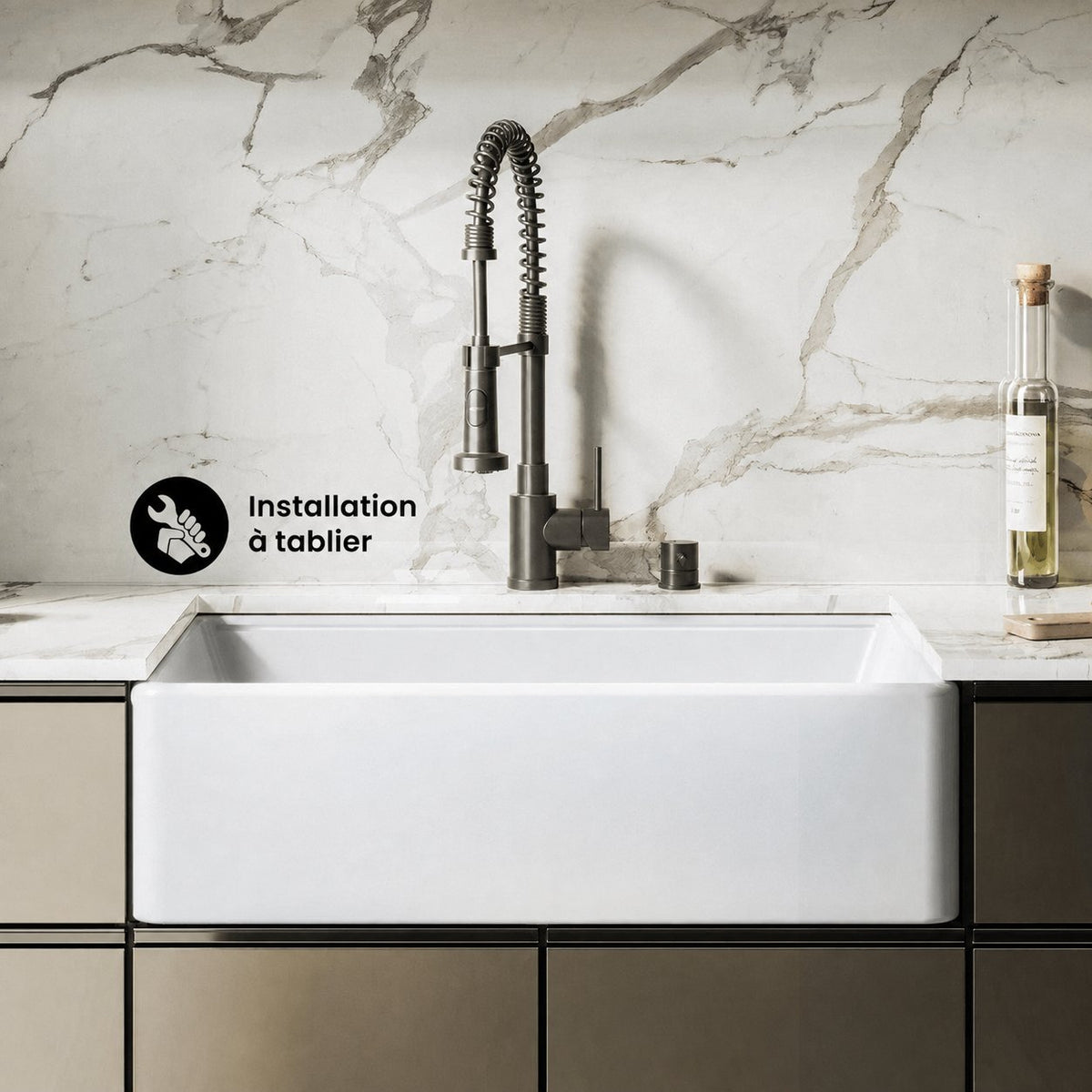 Delice 86,4 cm double Basin céramique Farmhouse évier de cuisine – finition blanc brillant