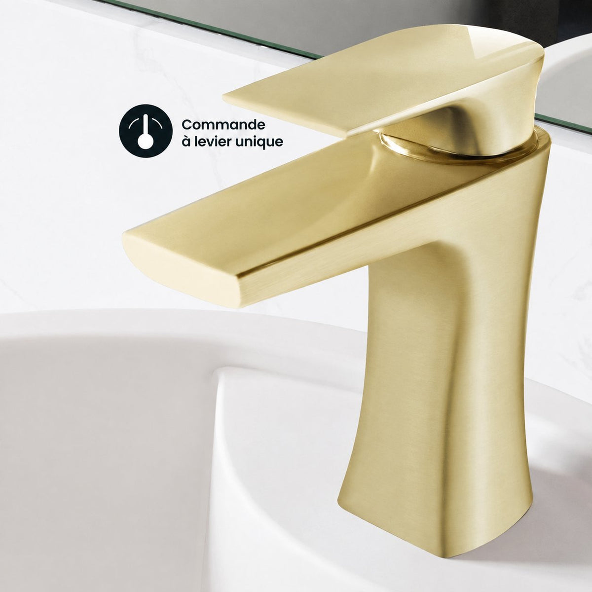 Monaco monotrou, monocommande, mitigeur de lavabo – finition or brossé