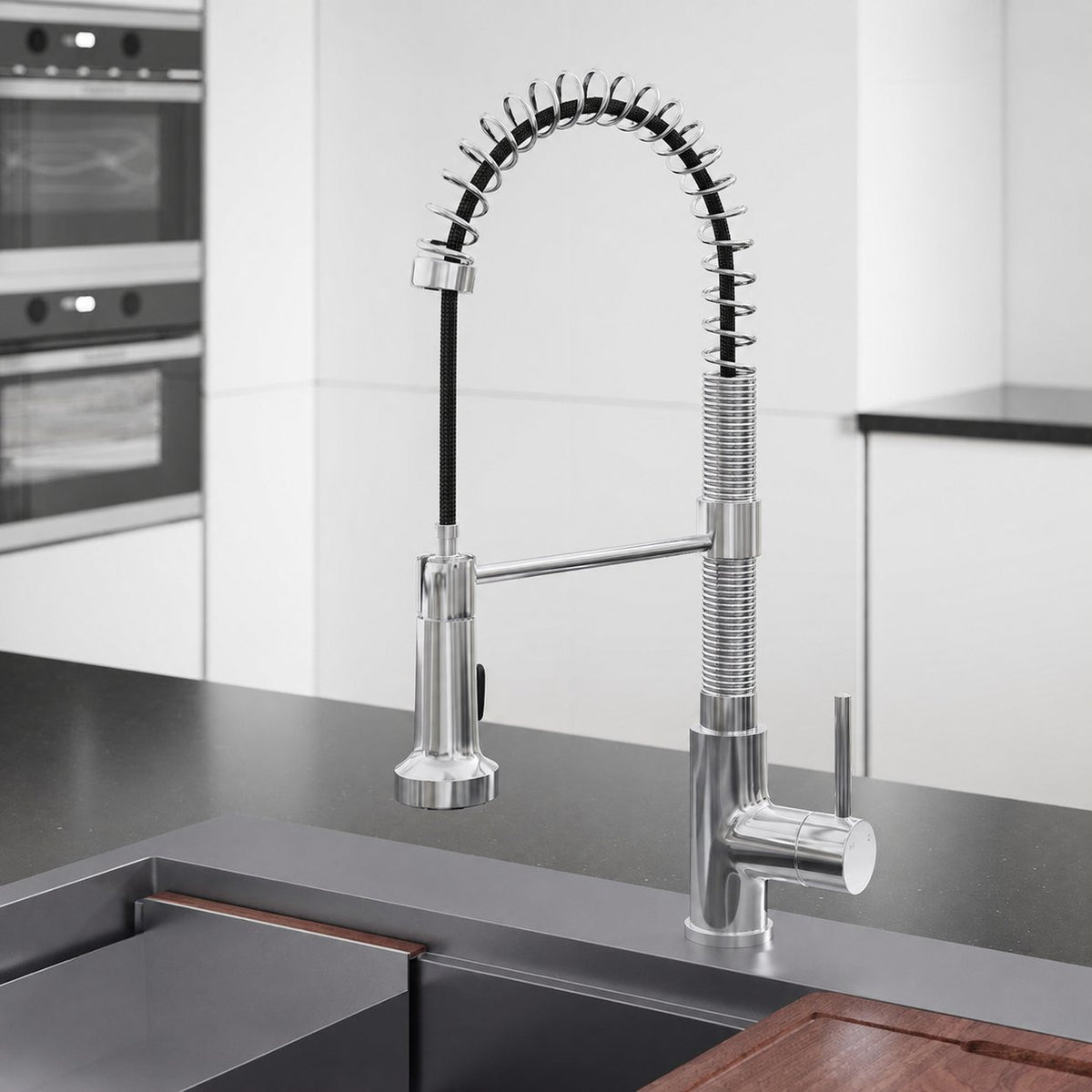 Nouvet Poignée unique, Pull-Down mitigeur de cuisine – finition Chrome