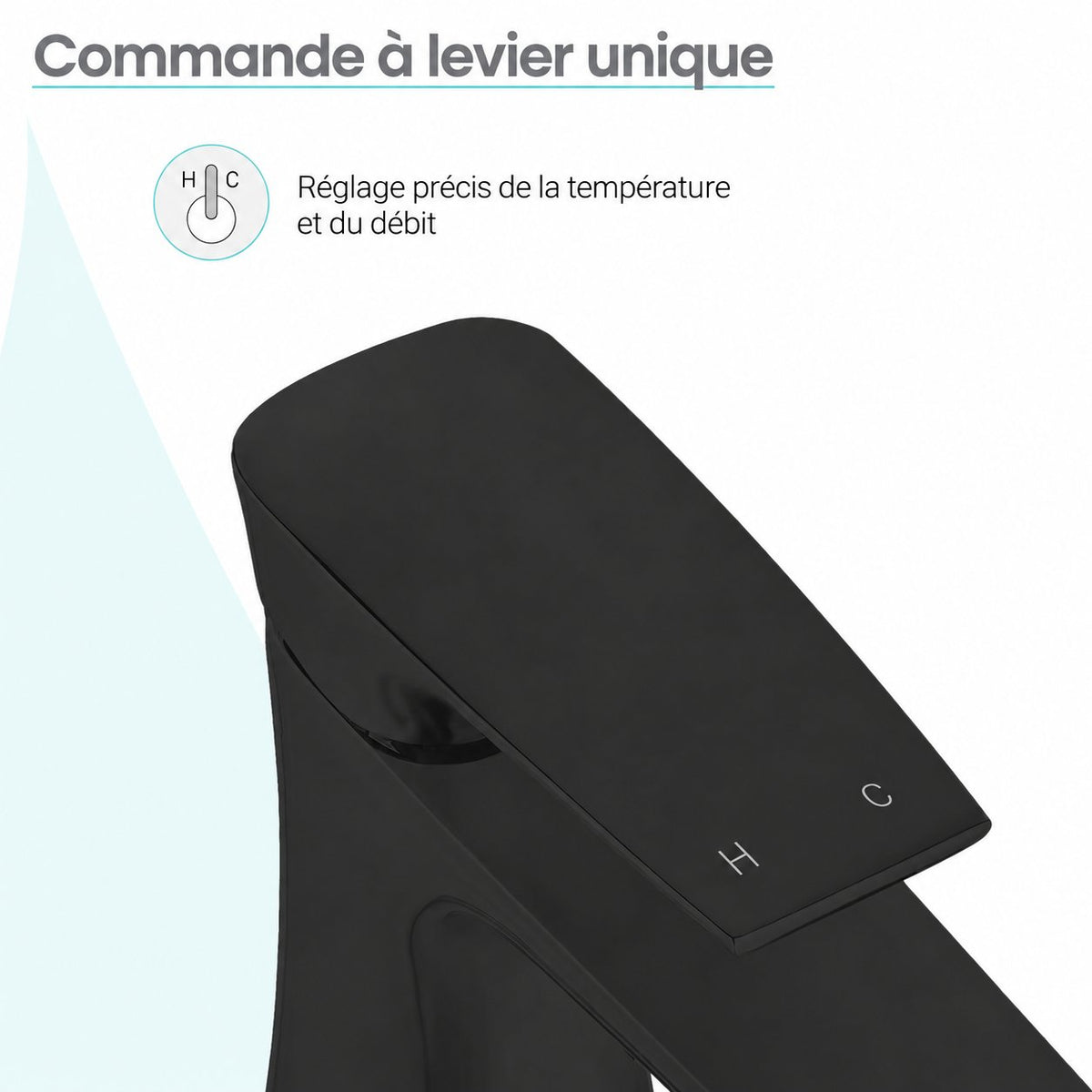 Monaco monotrou, monocommande, mitigeur de lavabo – finition noir mat