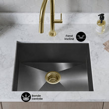Tourner 53,3 × 45,7 cm acier inoxydable, simple Basin, Undermount évier de cuisine,noir