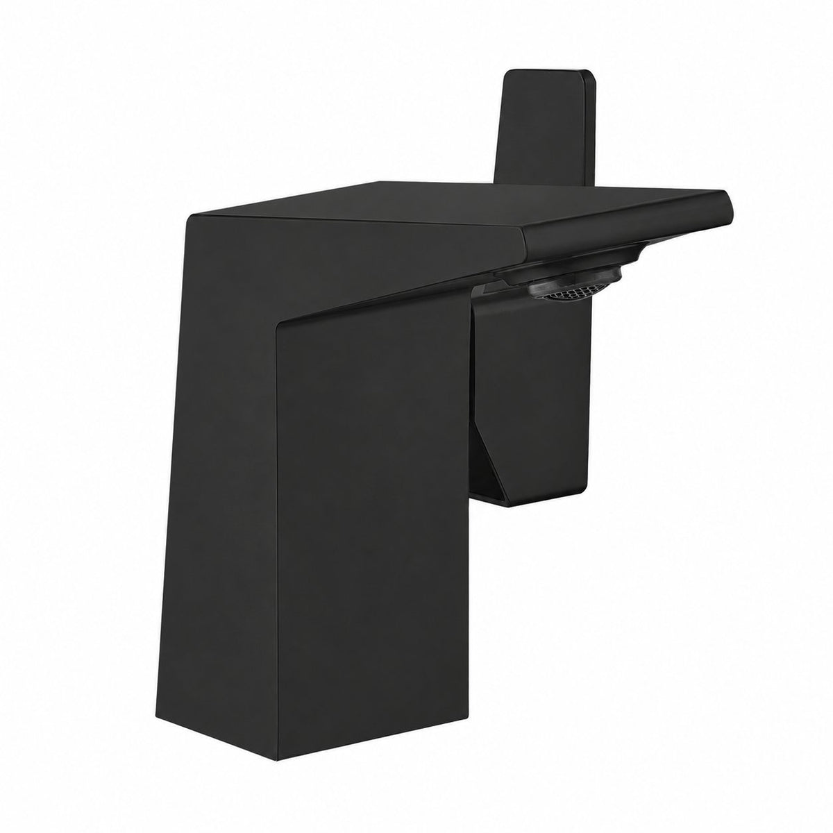 Carre monotrou, monocommande, mitigeur de lavabo – finition noir mat