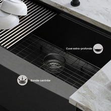 Tourner 83,8 × 55,9 cm acier inoxydable, simple Basin, Farmhouse Kitchen Workstation vasque avec Apron – finition noir