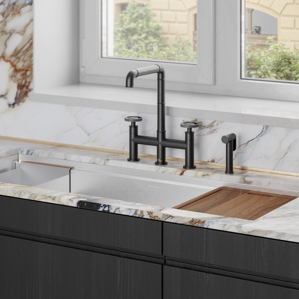 Avallon Pro Widespread mitigeur de cuisine avec Side Sprayer – finition noir mat
