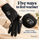 Rechargeable Heated Gloves — 5 Heat Settings & Flip-Open Fingertips