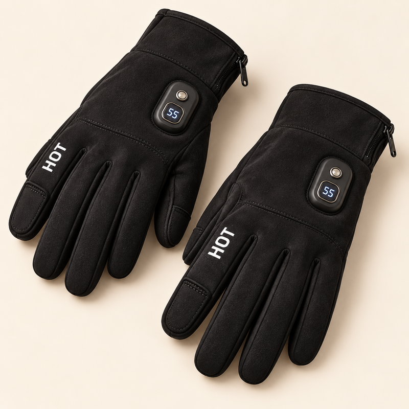 Rechargeable Heated Gloves — 5 Heat Settings & Flip-Open Fingertips