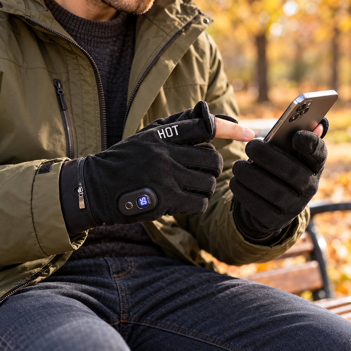 Rechargeable Heated Gloves — 5 Heat Settings & Flip-Open Fingertips