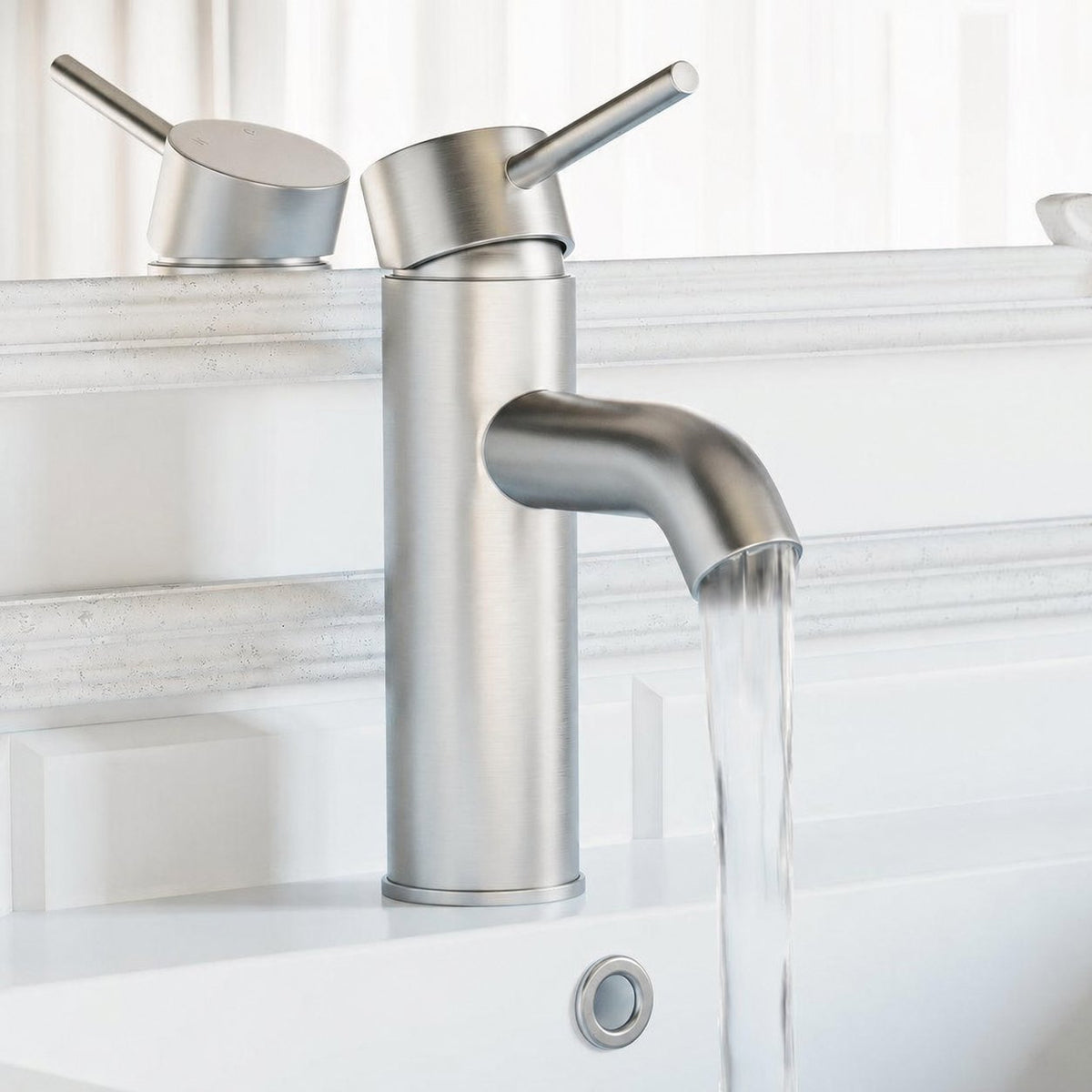Ivy monotrou, monocommande, mitigeur de lavabo – finition nickel brossé