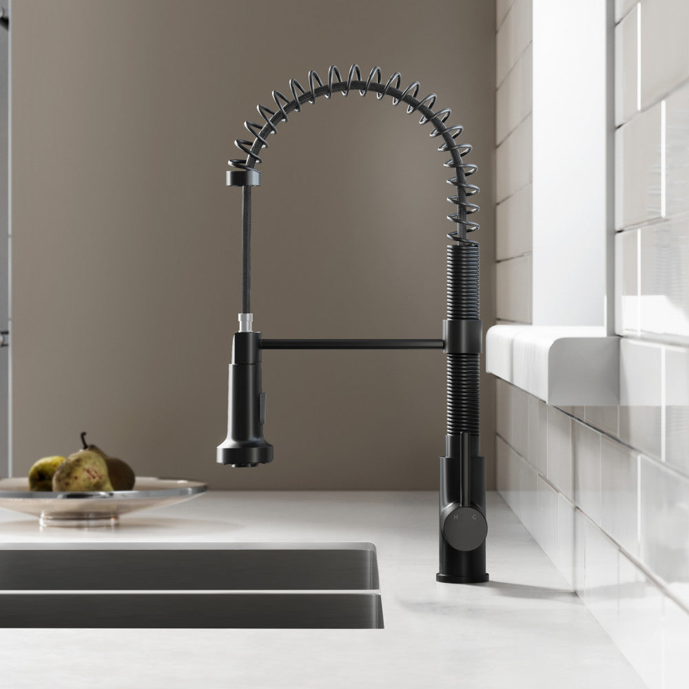 Nouvet Poignée unique, Pull-Down mitigeur de cuisine – finition noir mat