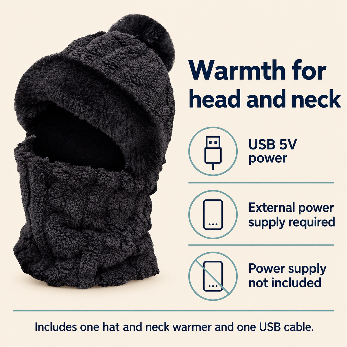 USB Heated Hat and Neck Warmer