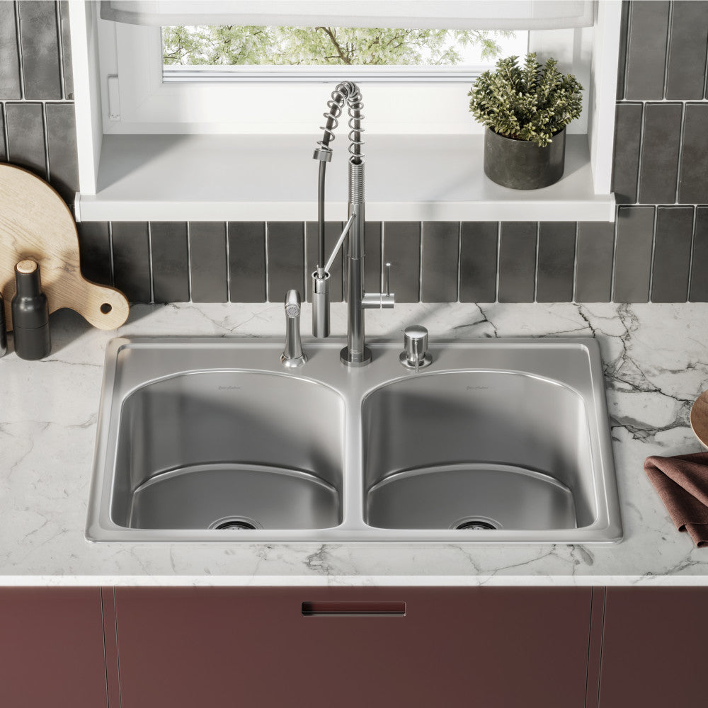 Ouvert 83,8 × 55,9 cm acier inoxydable, Dual Basin, Top-Mount évier de cuisine