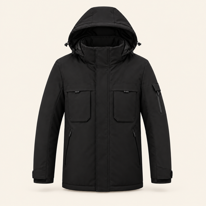 USB Heated Hooded Jacket — 9 Zones, Front & Back Controls