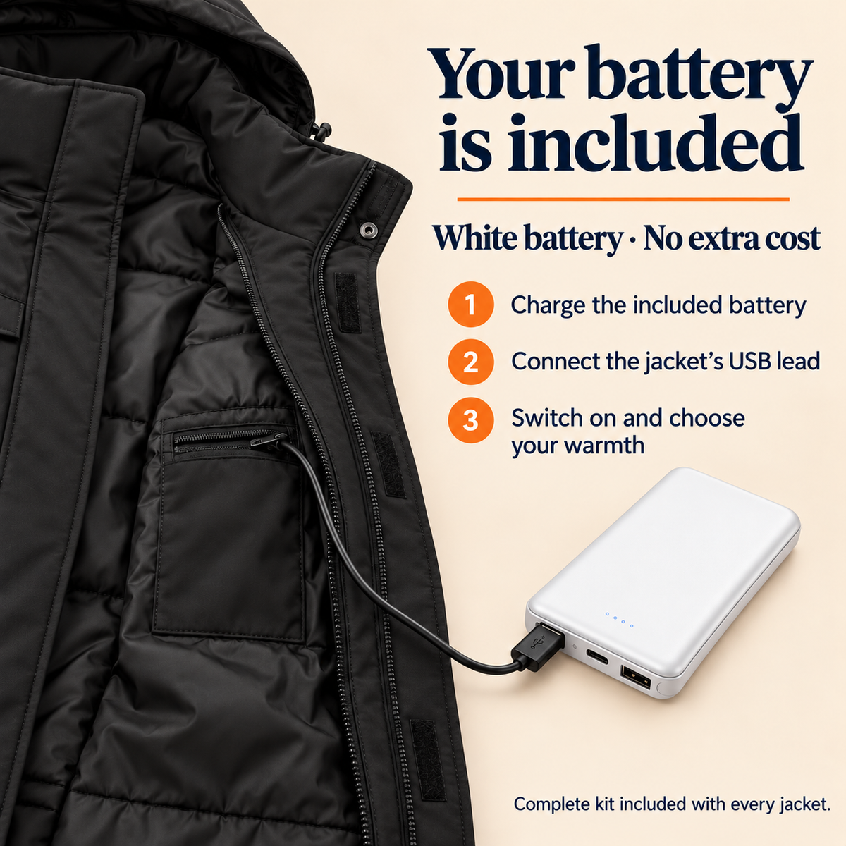 USB Heated Hooded Jacket — 9 Zones, Front & Back Controls