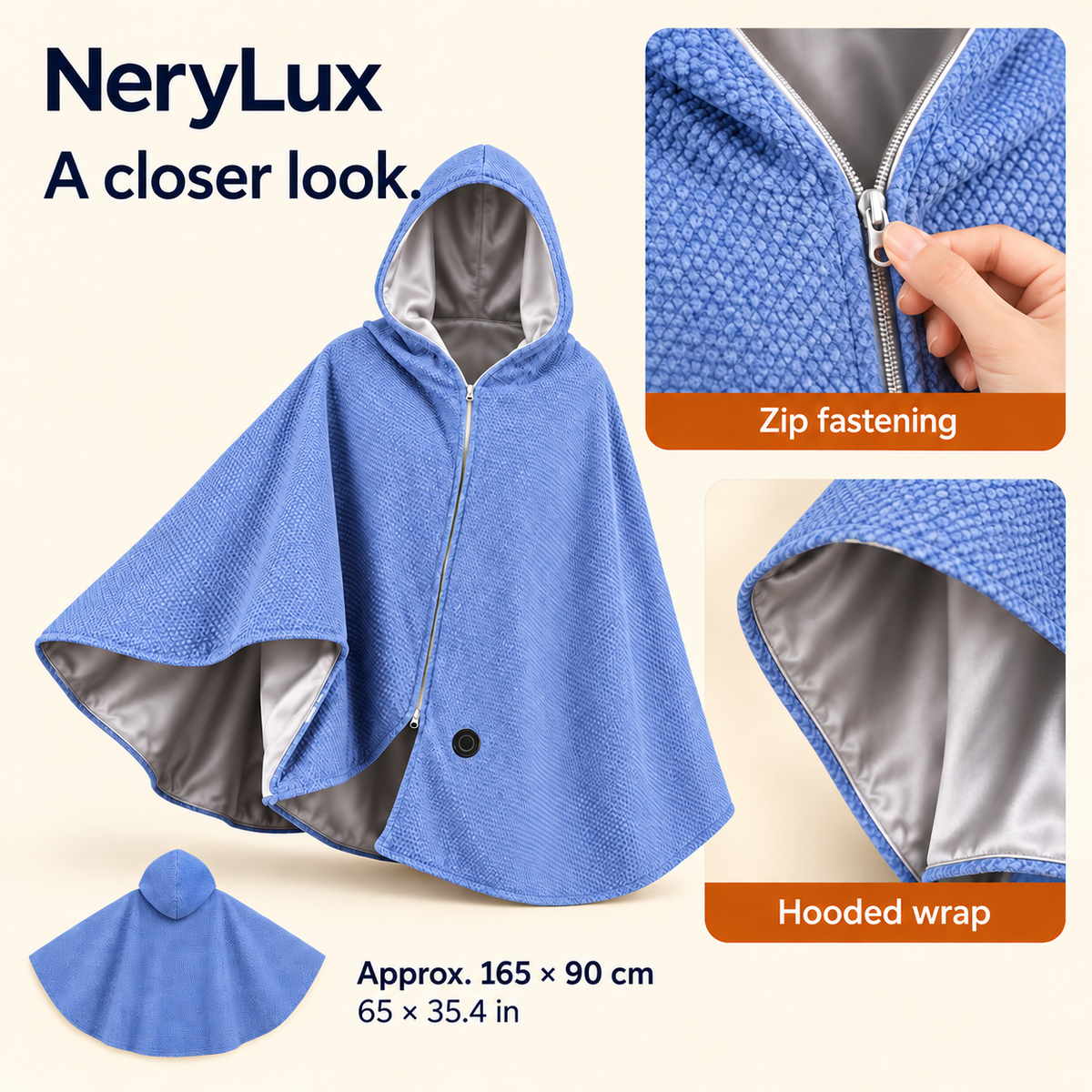 USB Heated Hooded Blanket — 3 Heat Settings