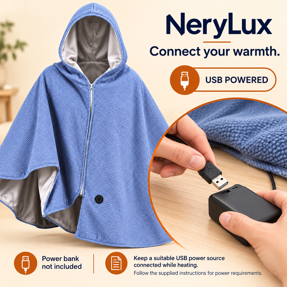 USB Heated Hooded Blanket — 3 Heat Settings