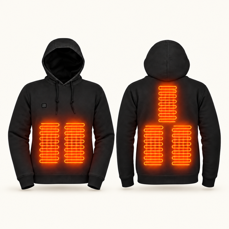 USB Heated Hoodie for Men & Women – 5 or 17 Heating Zones