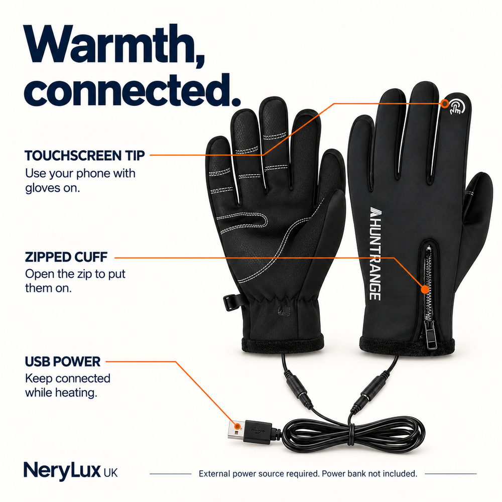 USB Heated Winter Gloves – Touchscreen & Water-Resistant