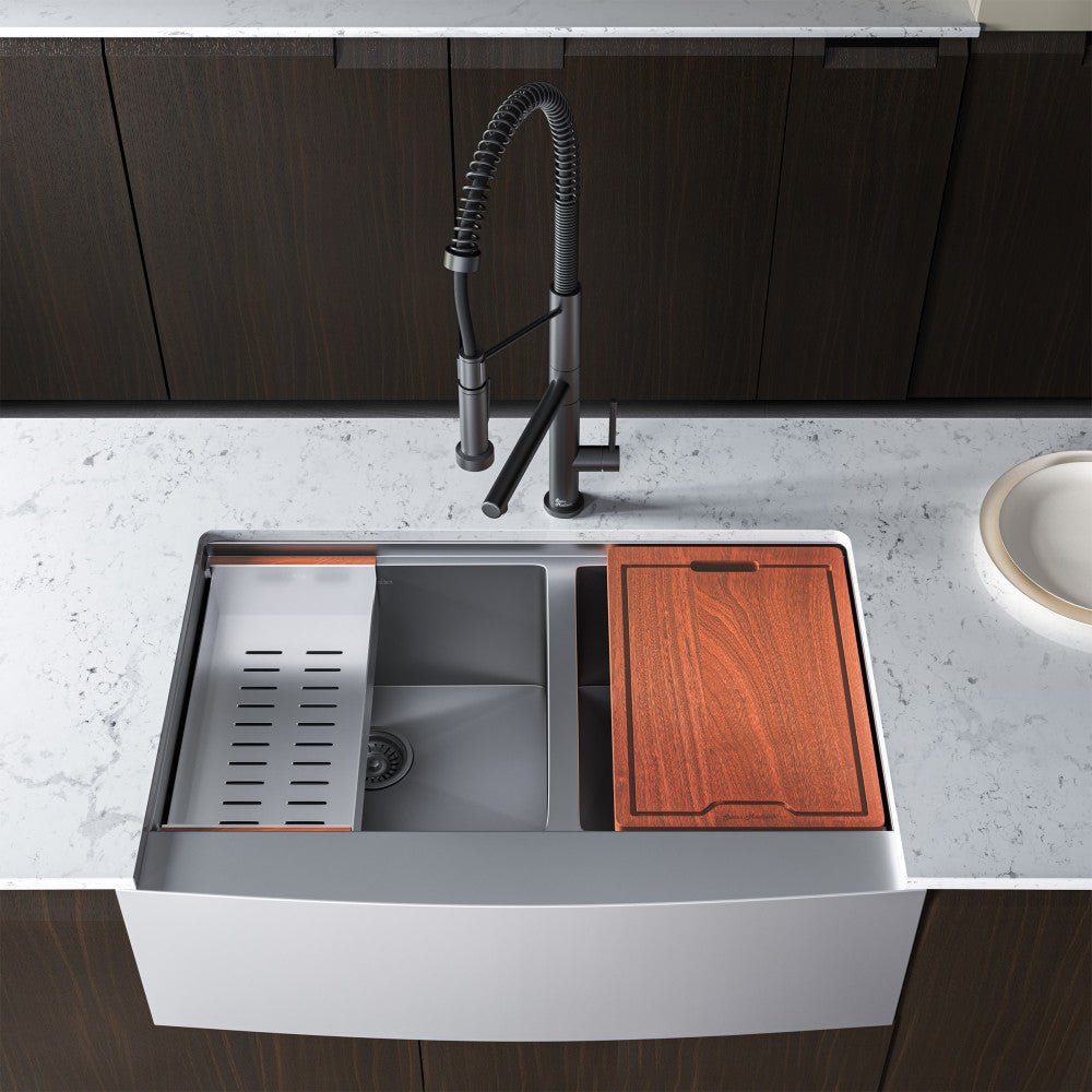 Rivage 83,8 × 55,9 cm Dual Basin Apron Kitchen Workstation vasque
