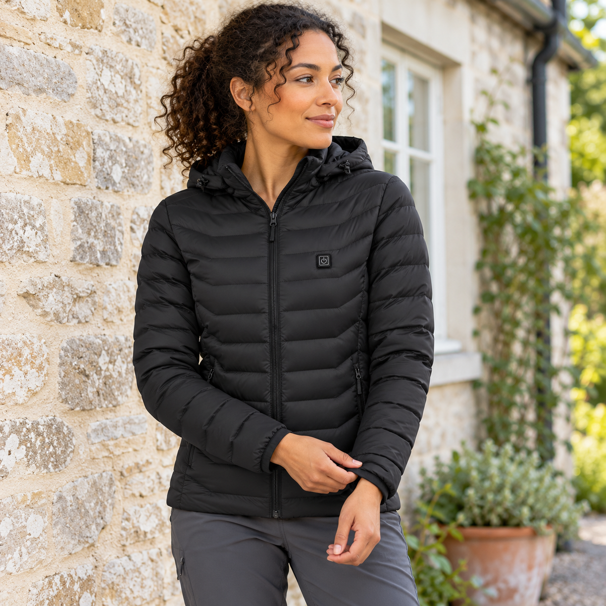 USB Heated Hooded Jacket — 2 Heating Zones, 3 Settings