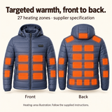 Men’s USB Heated Hooded Jacket — 27 Heating Zones