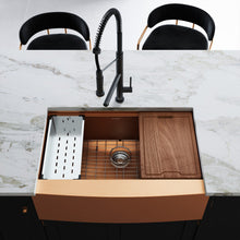 Tourner 83,8 × 55,9 cm acier inoxydable, simple Basin, Farmhouse Kitchen Workstation vasque avec Apron – finition Rose or