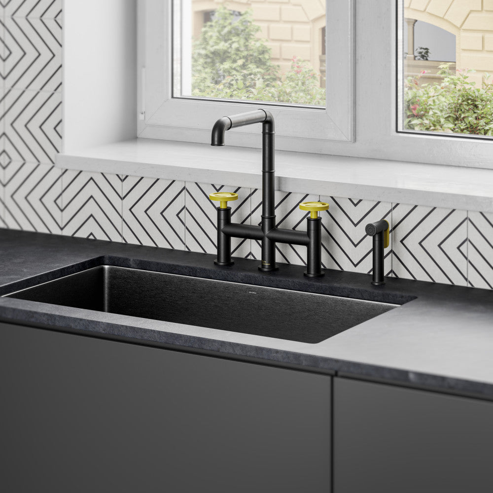 Avallon Pro mitigeur de cuisine – finition noir mat & Yellow