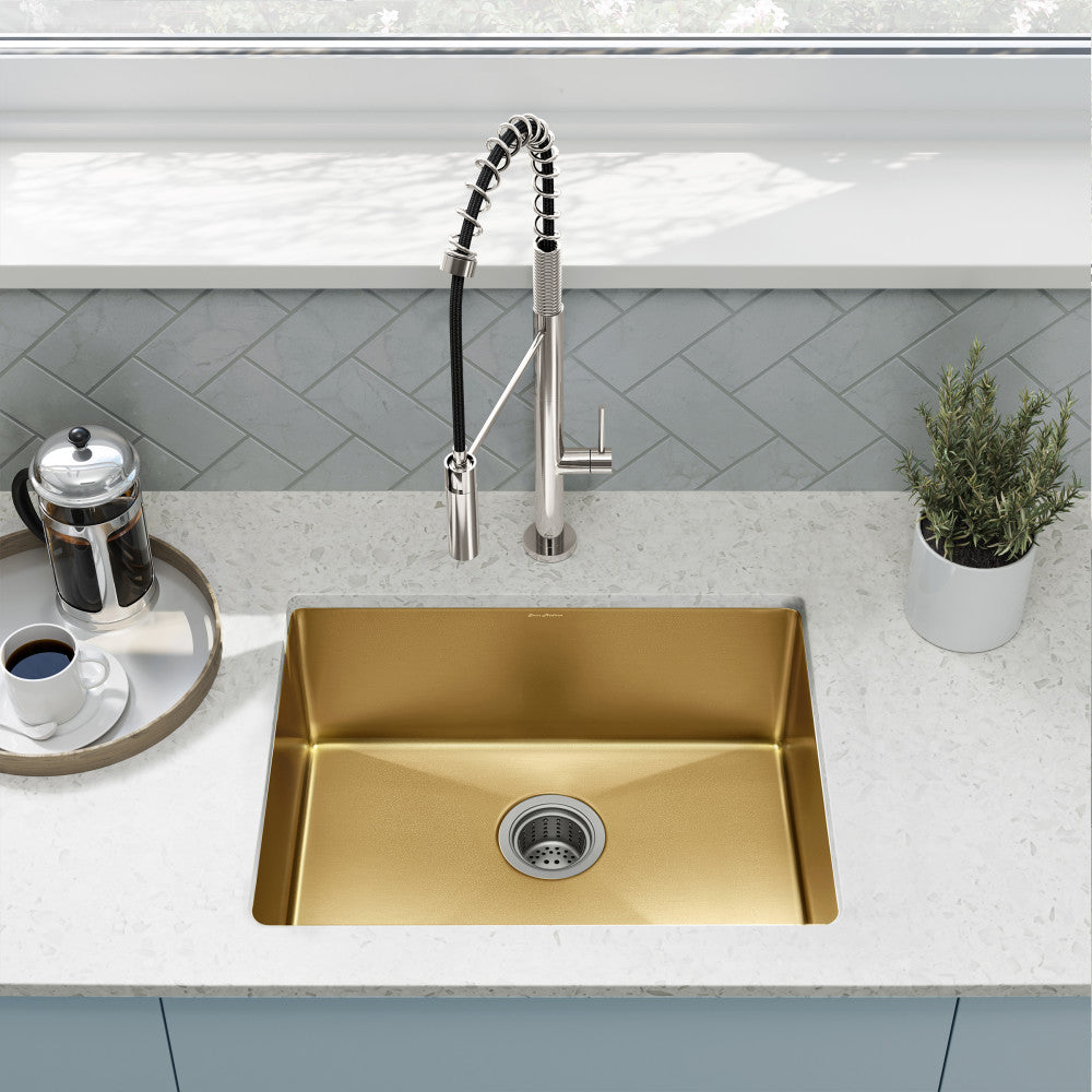 Rivage 58,4 × 45,7 cm acier inoxydable, simple Basin, Undermount évier de cuisine, or