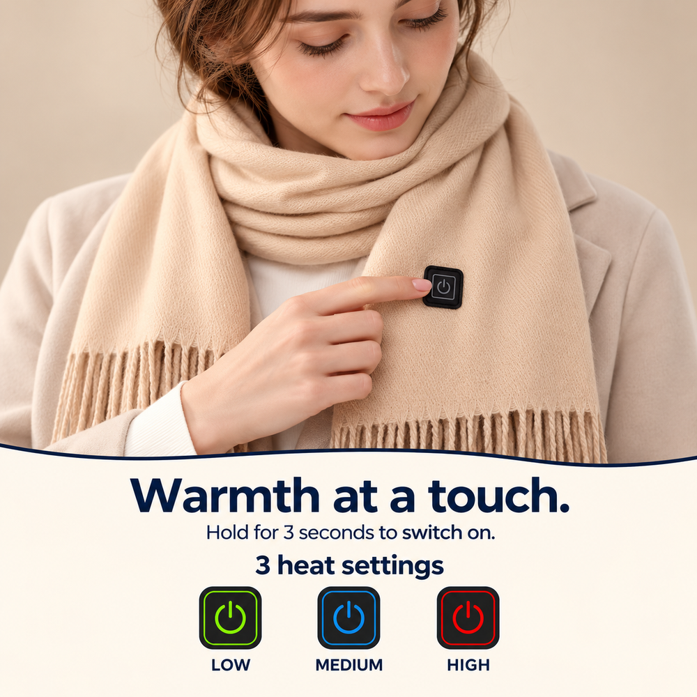 Long USB Heated Scarf — 3 Heat Settings