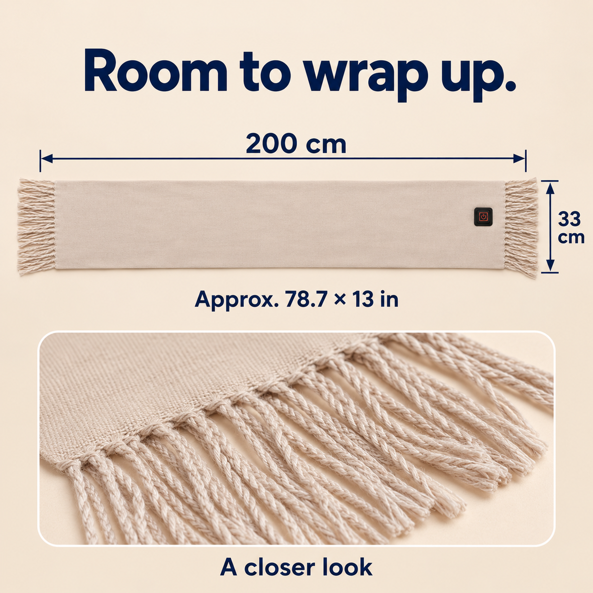 Long USB Heated Scarf — 3 Heat Settings