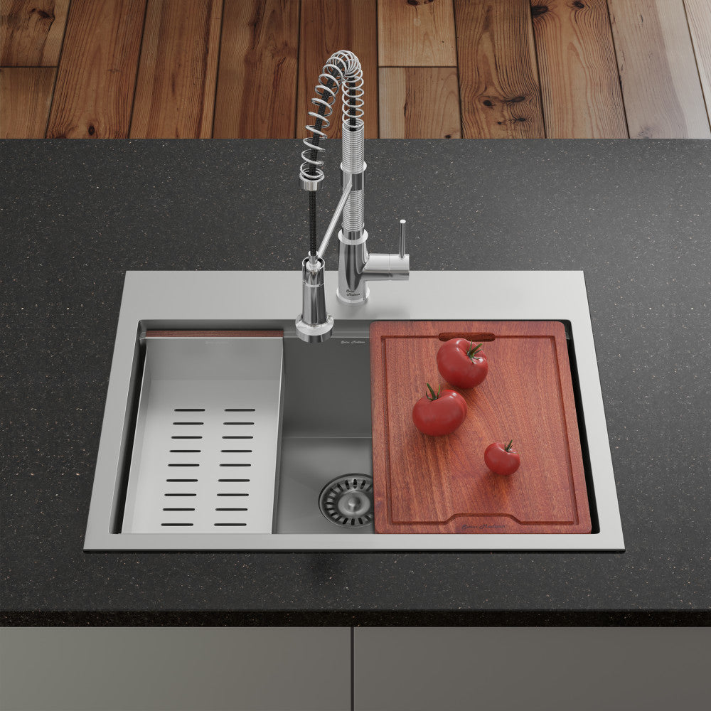 Ravi simple Basin 76,2 × 55,9 cm Topmount Kitchen Workstation vasque