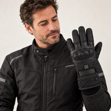 Man wearing a black Mydays Tech MDST-061 heated glove on a neutral studio background.