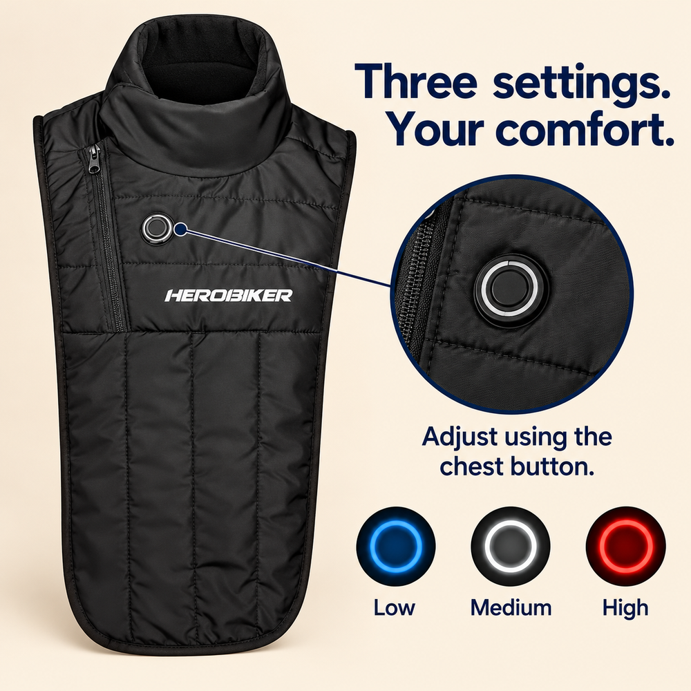 USB Heated Motorcycle Neck & Chest Warmer — 3 Settings