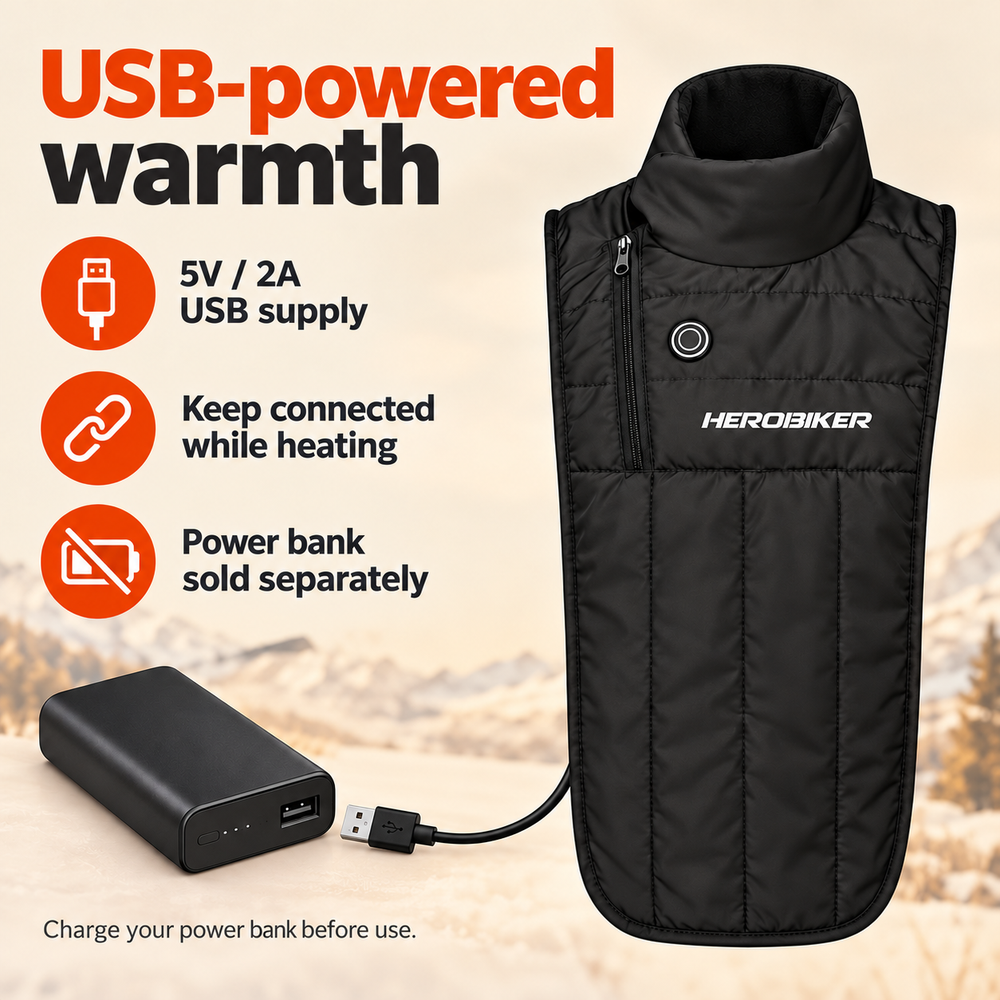 USB Heated Motorcycle Neck & Chest Warmer — 3 Settings