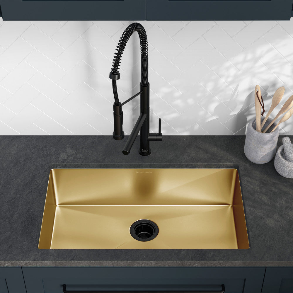 Rivage 76,2 × 45,7 cm acier inoxydable, simple Basin, Undermount évier de cuisine, or