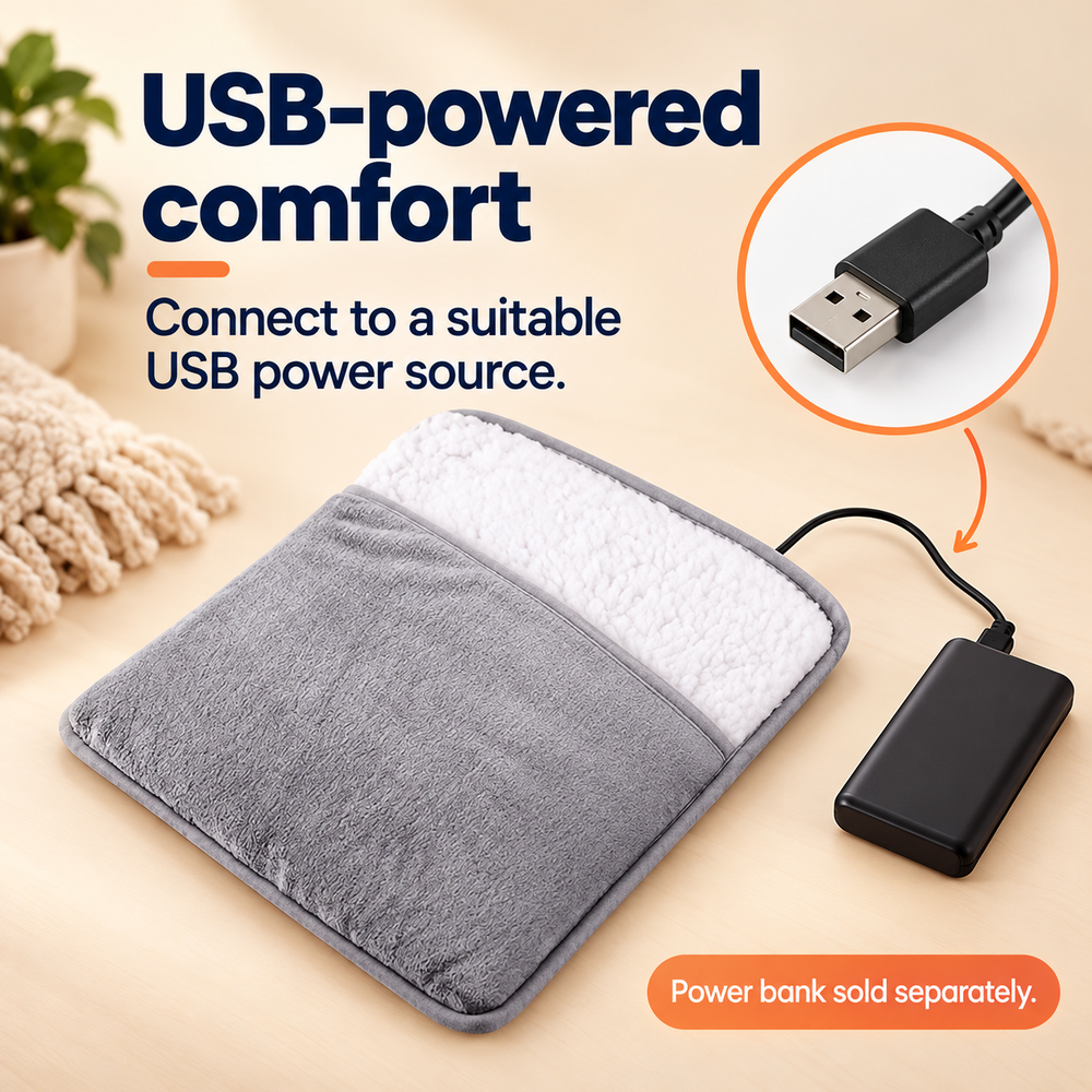 USB Foot Warmer Pad — Soft Fleece Pocket