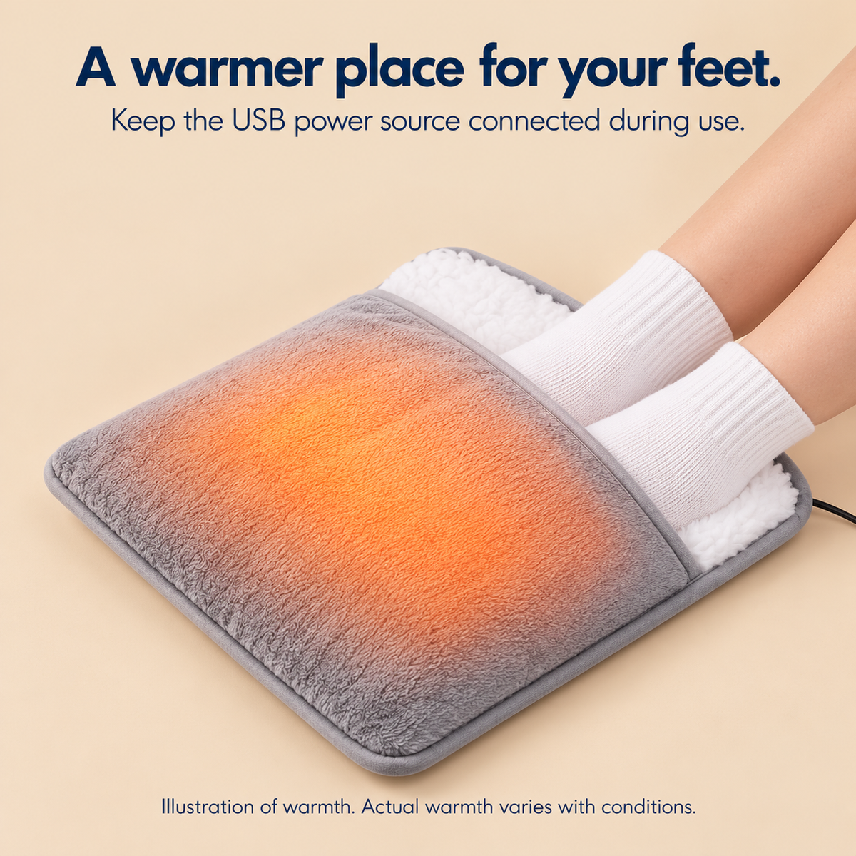 USB Foot Warmer Pad — Soft Fleece Pocket