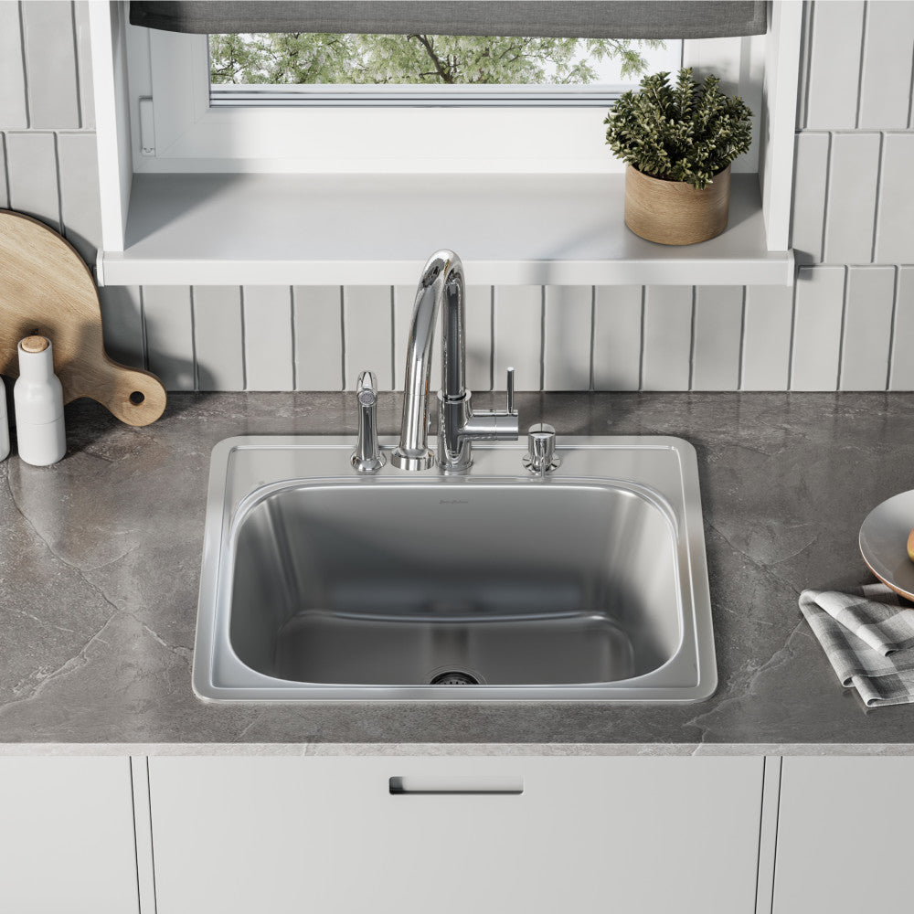 Ouvert 63,5 × 55,9 cm acier inoxydable, simple Basin, Top Mount évier de cuisine