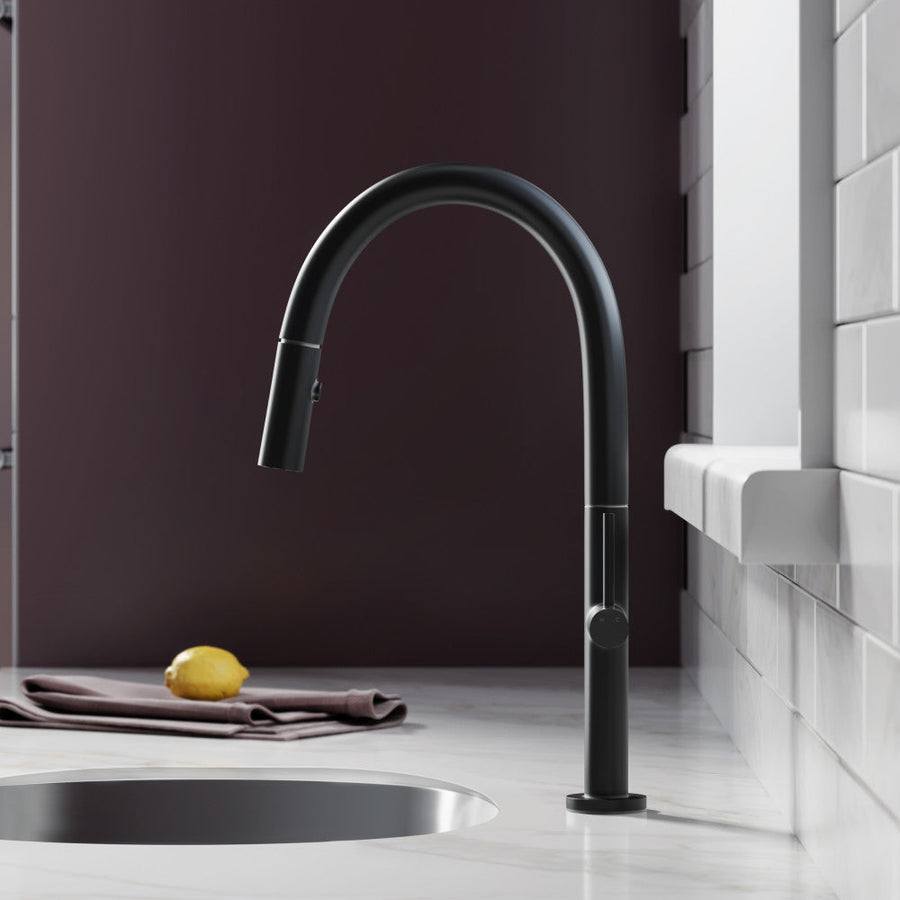 Chalet — Mitigeur de cuisine avec douchette extractible, noir mat
