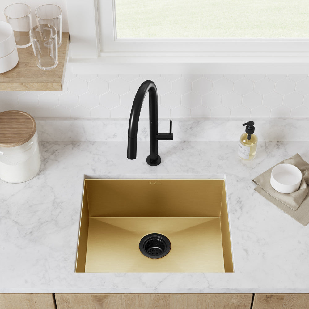 Tourner 53,3 × 45,7 cm acier inoxydable, simple Basin, Undermount évier de cuisine, or