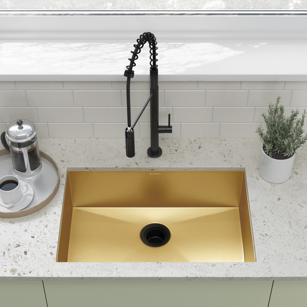 Tourner 68,6 × 48,3 cm acier inoxydable, simple Basin, Undermount évier de cuisine – finition or